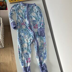 Little Sleepies Blue and Purple Floral Footie